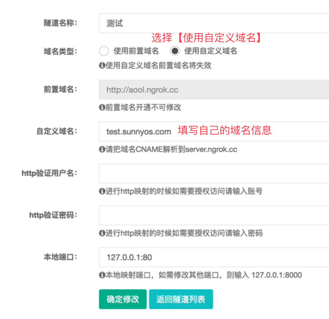 Sunny-Ngrok 自定义域名使用方法